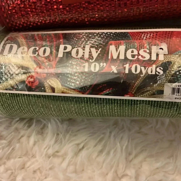 NEW DECORATIVE POLYPRO MESH RIBBON - RED WHITE GREEN - Picture 4 of 7